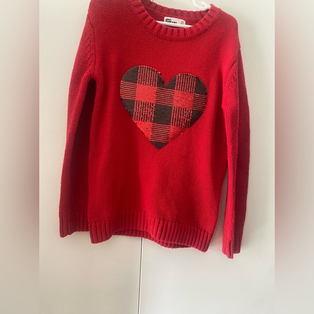 Epic Threads- girls knit sequin heart sweater- size US 6x
